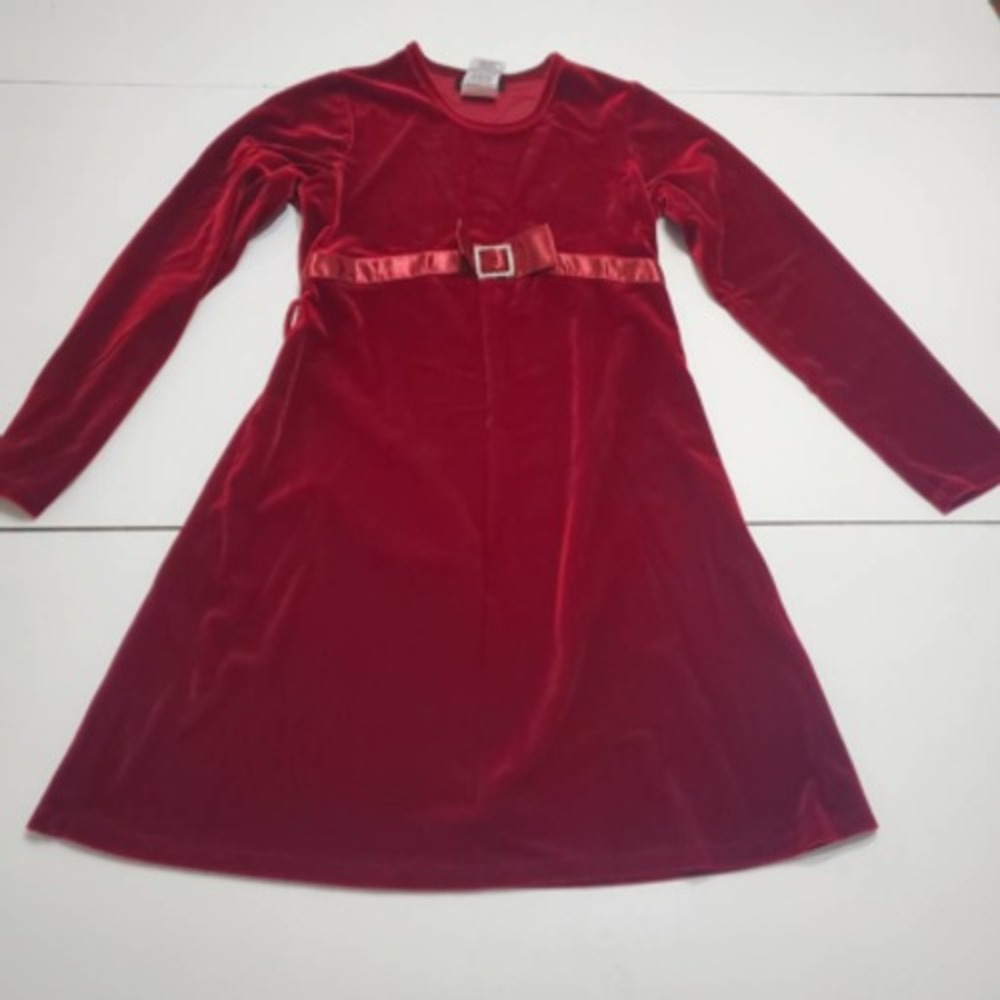 Speechless Girls A-Line Dress Red Stretch Long Sleeve Scoop Neck Tie Back 10